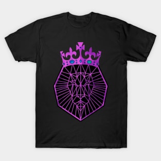 PURPLE Lion Geometric Animal. T-Shirt